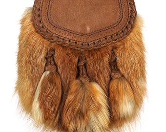 Sporran Rob Roy Kilt de cuero genuino y piel auténtica – Accesorio tradicional de las Highlands escocesas, Sporran celta hecho a mano para hombre