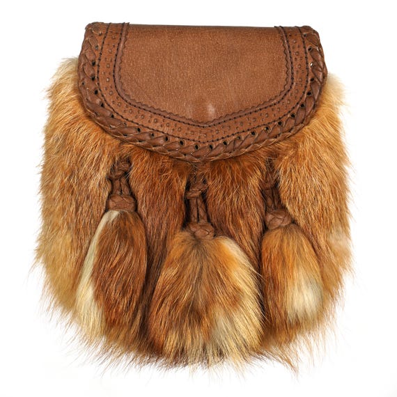 Genuine Leather and Real Fur Rob Roy Kilt Sporran – Traditional Scottish Highland Dress Accessory, Handmade Celtic Sporran for Men