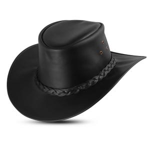 Western Style Genuine Leather Cowboy Hat Shapeable Wide Brim - Hat Men & Women Handmade Leather Outback Hat Vintage Cowboy Unisex Ranch Hat