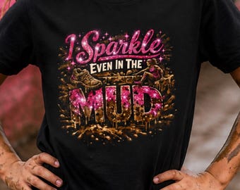 Camiseta de manga corta para jóvenes "Brillo incluso en el barro" / Camiseta brillante para niños de carreras de barro