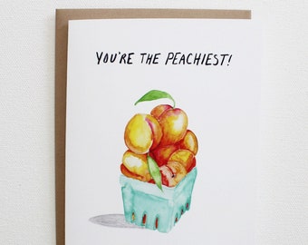 Sending love card, Peachy friendship card, Watercolor thank you card, You're a peach, Just peachy, Best friend, Just because card for her