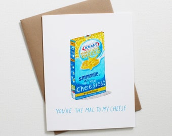 You're the mac to my cheese card, Macaroni and cheese card, Kraft Mac and cheese lovers, Cheesy card, Mac n cheese, Food pun cards