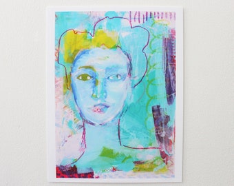 Woman art print, Fine art print, Abstract woman wall art, Figurative modern art, Female portrait art, Eclectic art prints, Aesthetic