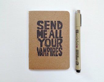 Send me all your vampires song lyrics notebook, Third Eye Blind, Small romantic gift, Retro music cute notebooks, Journal, Pop culture gifts