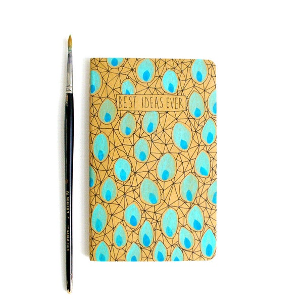 Best Ideas Ever Cute notebook, Moleskine, Blue journal, Hand painted notebook, Little gifts for women, Pocket notebook, Blank journal