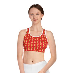 Sujetador deportivo alegre (AOP) / Ropa deportiva divertida para mujeres activas / Top de entrenamiento, sujetador de yoga, regalo navideño, ropa deportiva de moda