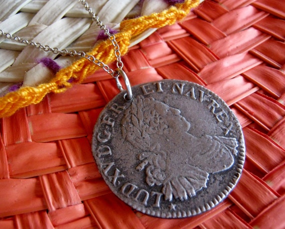 sterling silver french coin pirate pendant etsy etsy