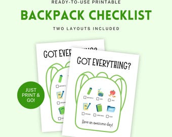 Kids Backpack Checklist Green Back to School Kindergarten School Readiness Kids’ Morning Routine Chart Visual Checklist for Preschool