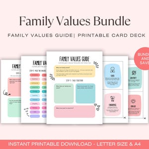Family Values Bundle Printable Card Deck + Family Meeting Guide Family Culture Toolkit Core Values Activity Digital Download