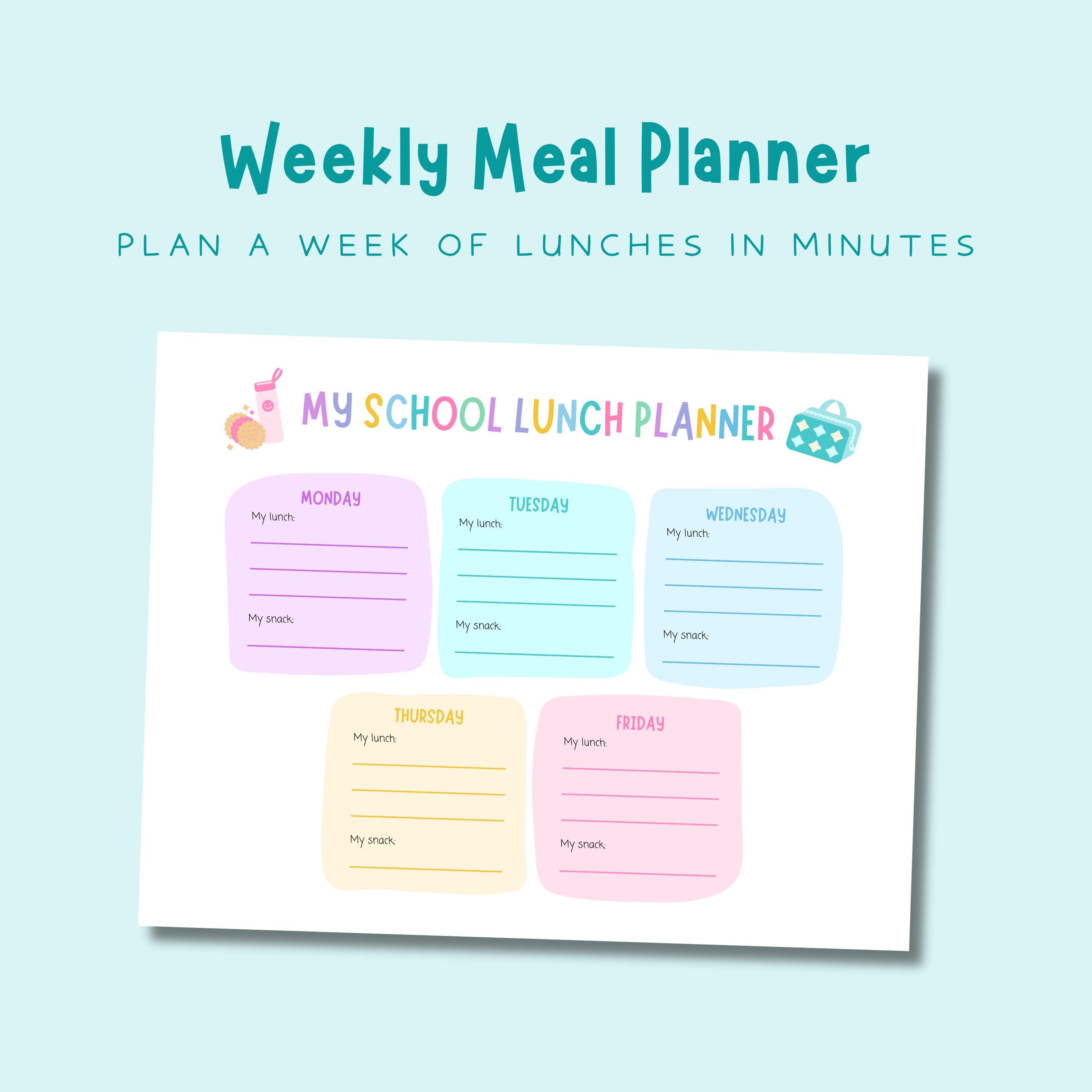 School Lunch Planner Editable Canva Template | School Lunchbox ...