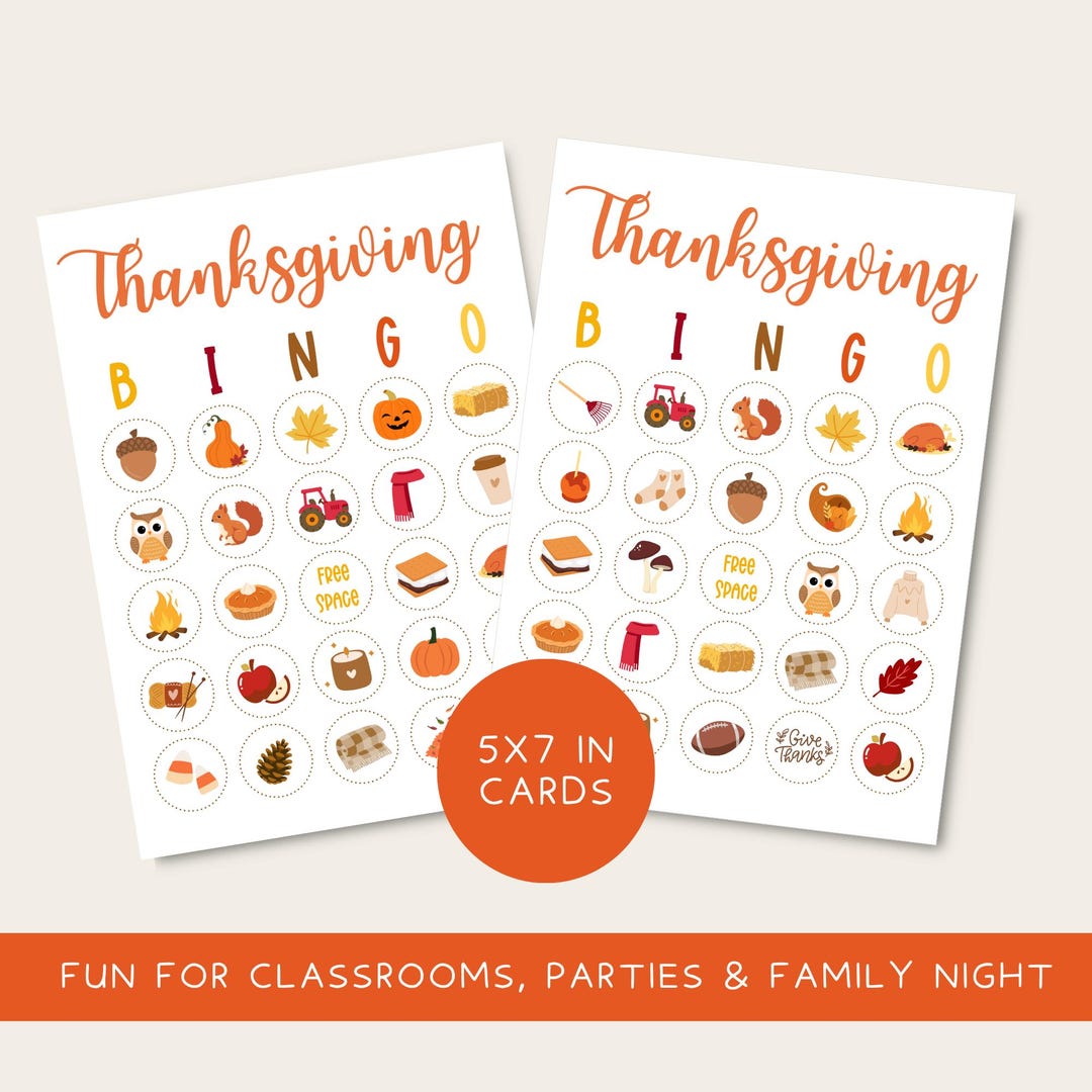 Thanksgiving Bingo Party Game for Kids | Fall Bingo Cards Printable ...