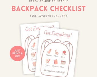 Neutral Backpack Checklist Kids Printable | Kids Morning Routine Chart | Minimalist Kids Checklist School Supplies | Kindergarten Checklist