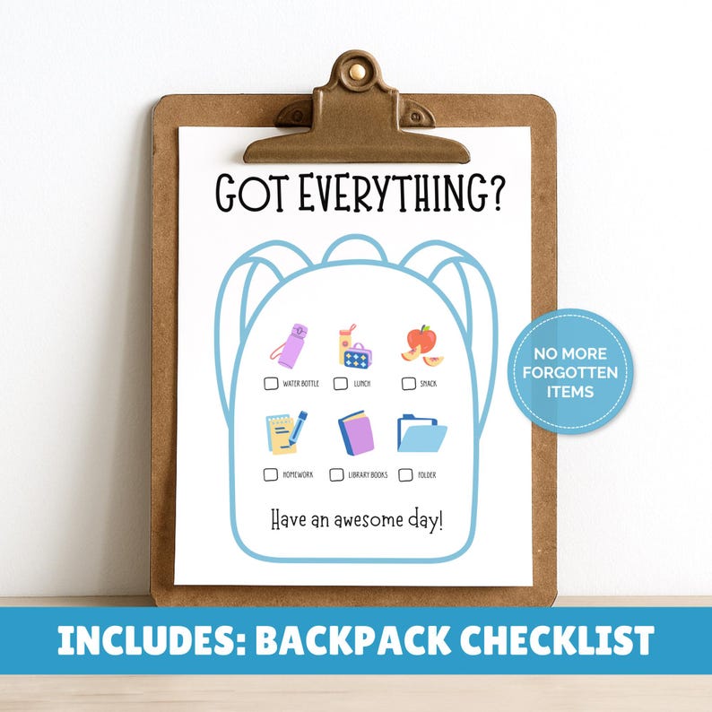 Editable Morning Routine Bundle Checklist for Kids | Backpack Checklist ...