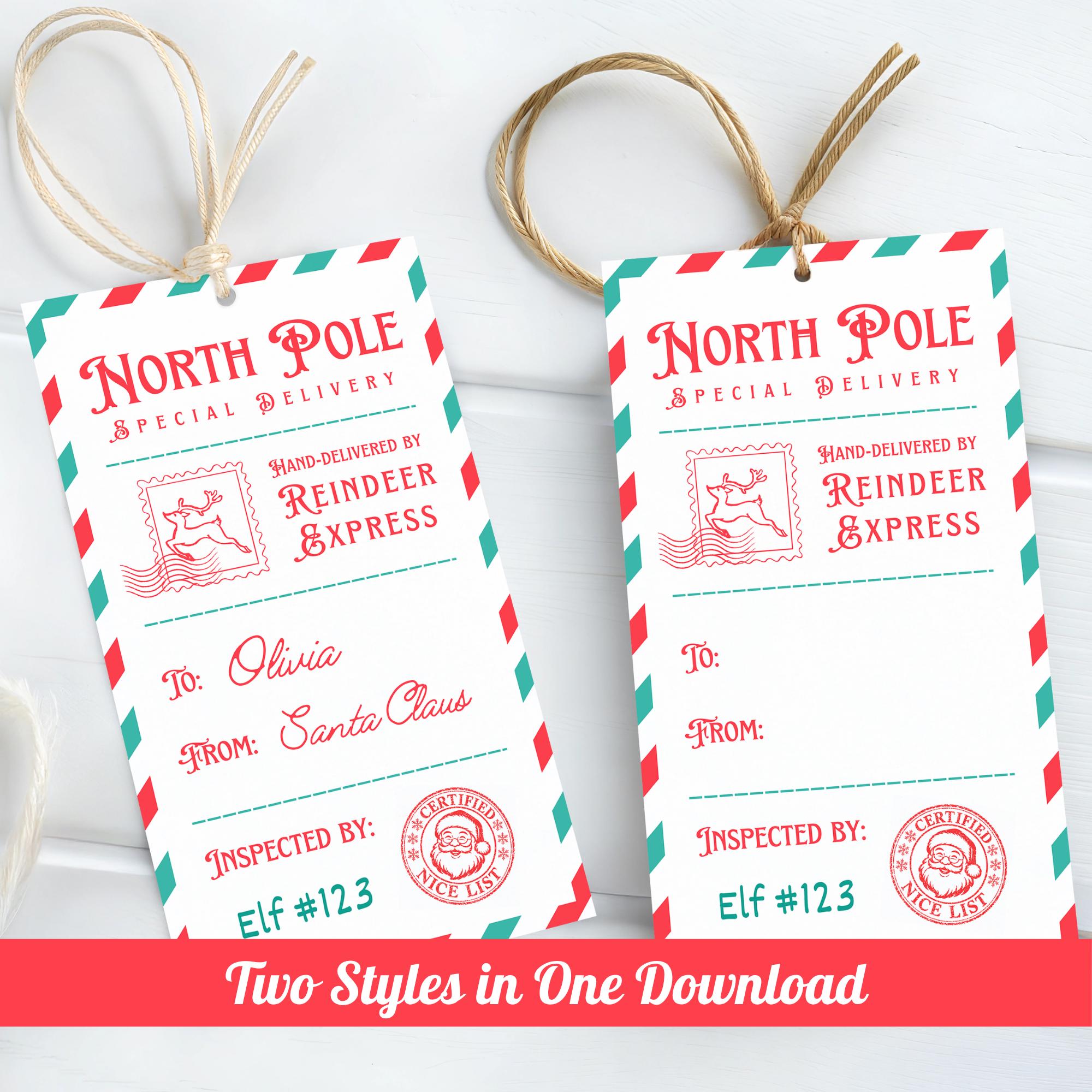 Editable Santa Gift Tag Canva Template, Customizable Christmas Tag for ...