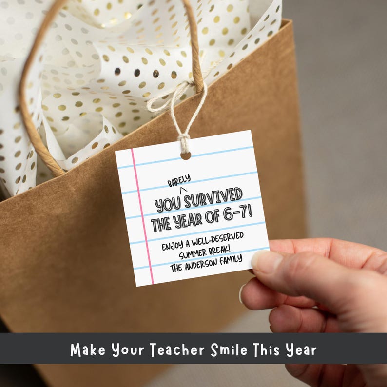 Editable End of School Year Teacher Gift Tag | Teacher Appreciation ...