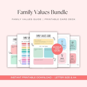 Familie Werte Bündel | Druckbares Karten-Deck + Anleitung für Familientreffen | Familienarbeitsheft | Familien-Vision & Leitbild Digitaler Download