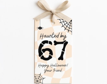 67 Halloween Gift Tag Printable | 6-7 Meme Classroom Favor Boo Basket Halloween Tag | Instant Download