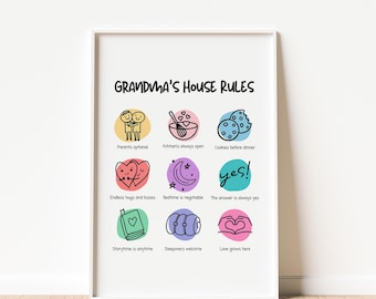 Mother's Day Gift for Grandma | Grandma's House Rules Wall Art | Family Rules Sign | Grandma Home Decor | Grandma Gift Digital Download