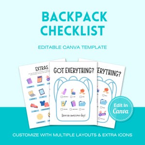 Backpack Checklist Kids Editable Back to School Kindergarten Backpack Visual Checklist School Morning Routine Printable image 1