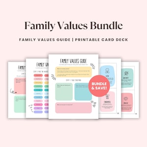 Family Values Bundle, Printable Card Deck + Family Meeting Guide, Family Workbook, Family Vision & Mission Statement, Family Planner