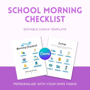 School Morning Routine Checklist Editable Kids Morning Checklist Back to School Kindergarten Before School Visual Checklist