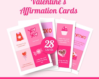 Valentines Affirmation Cards Printable |  Positive Affirmations February Love Notes | Daily Reminder Kindness Cards Digital Download