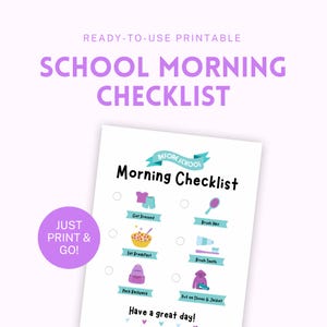 School Morning Routine Checklist Printable Kids Morning Checklist Back to School Kindergarten Visual Checklist Instant Download