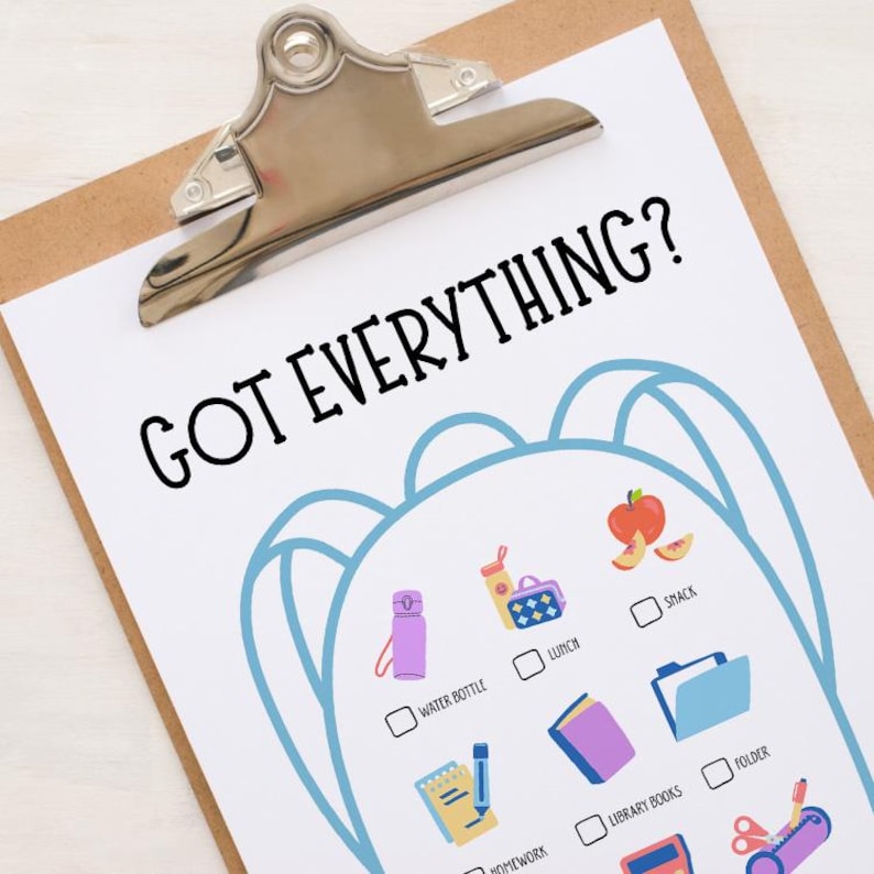 Backpack Checklist Kids Editable Back to School Kindergarten Backpack Visual Checklist School Morning Routine Printable image 2