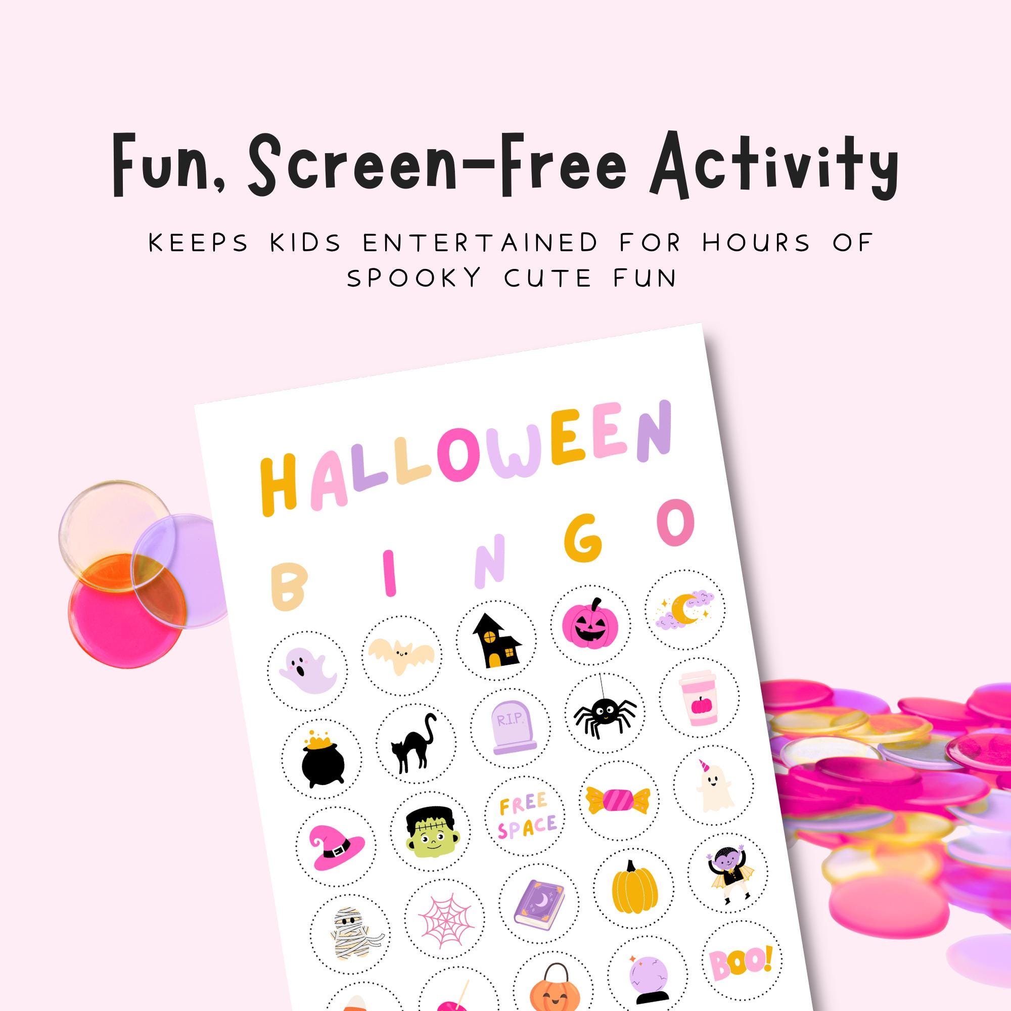 Halloween Bingo Party Game for Kids | Spooky Cute Pastel Bingo Cards ...