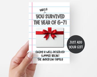 Editable End of School Year Teacher Gift Card Holder | Teacher Appreciation Week Gift | 6-7 Gift Tag | Six Seven Gift Tag Instant Download