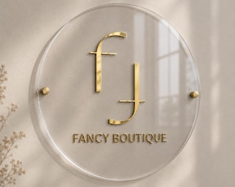 Custom Acrylic Business Sign, Round Logo Sign, 3D Acrylic Wall Sign, Business Logo, Salon Boutique Office Sign