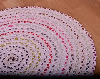 Alfombra redonda Chindi hecha a mano - Alfombra de área de algodón trenzado multicolor, alfombra circular bohemia para sala de estar, alfombra de trapo ecológica, alfombra de tamaño personalizado