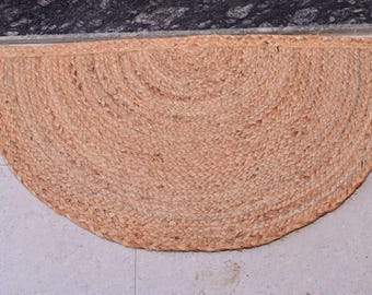 Halbmond Jute Fußmatte, geflochtener natürlicher Eingangsteppich, Boho halbrunder Teppich, umweltfreundliche Willkommensmatte, Bauernhaus-Innentürmatte