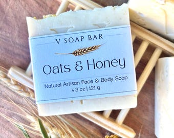 Oatmeal Honey Sensitive Skin Bar | Gentle Exfoliation Bar | Natural Artisan Face & Body Soap