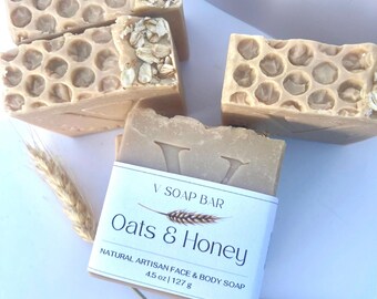 Oatmeal Honey Sensitive Skin Bar | Gentle Exfoliation Bar | Natural Artisan Face & Body Soap