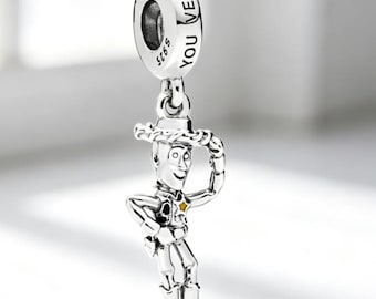 Colgante Pandora de plata de Toy Story con diseño de Woody, regalo para ella, regalo de Navidad.