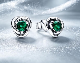 pandora may birthstone eternity circle stud earrings  ale s925，gift for her，Christmas Gift