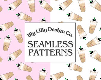 Magical Latte Seamless Pattern, Main Street Coffee, Joffrey’s, Starbs, Magical Parks, Cute Coffee Seamless Pattern, Fabric Sublimation