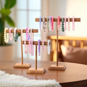 Wooden T-Bar Bracelet Stand: Minimalist Jewelry Display