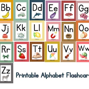 Watercolor Alphabet Flashcards A-Z: Preschool Learning (Digital Download)
