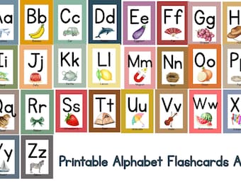 Watercolor Alphabet Flashcards A-Z: Preschool Learning (Digital Download)