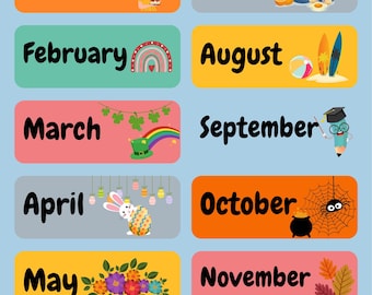 Months of the Year Poster: Colorful Classroom Wall Art (Printable Digital Download A4/8x10 inches)