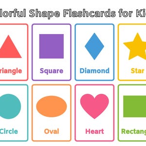 Colorful Shape Flashcards for Kids, Learn Basic Shapes, Preschool Educational Printable