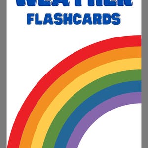Colorful Weather Flashcards for Kids, Learning Weather Vocabulary with Fun Rainbow Design