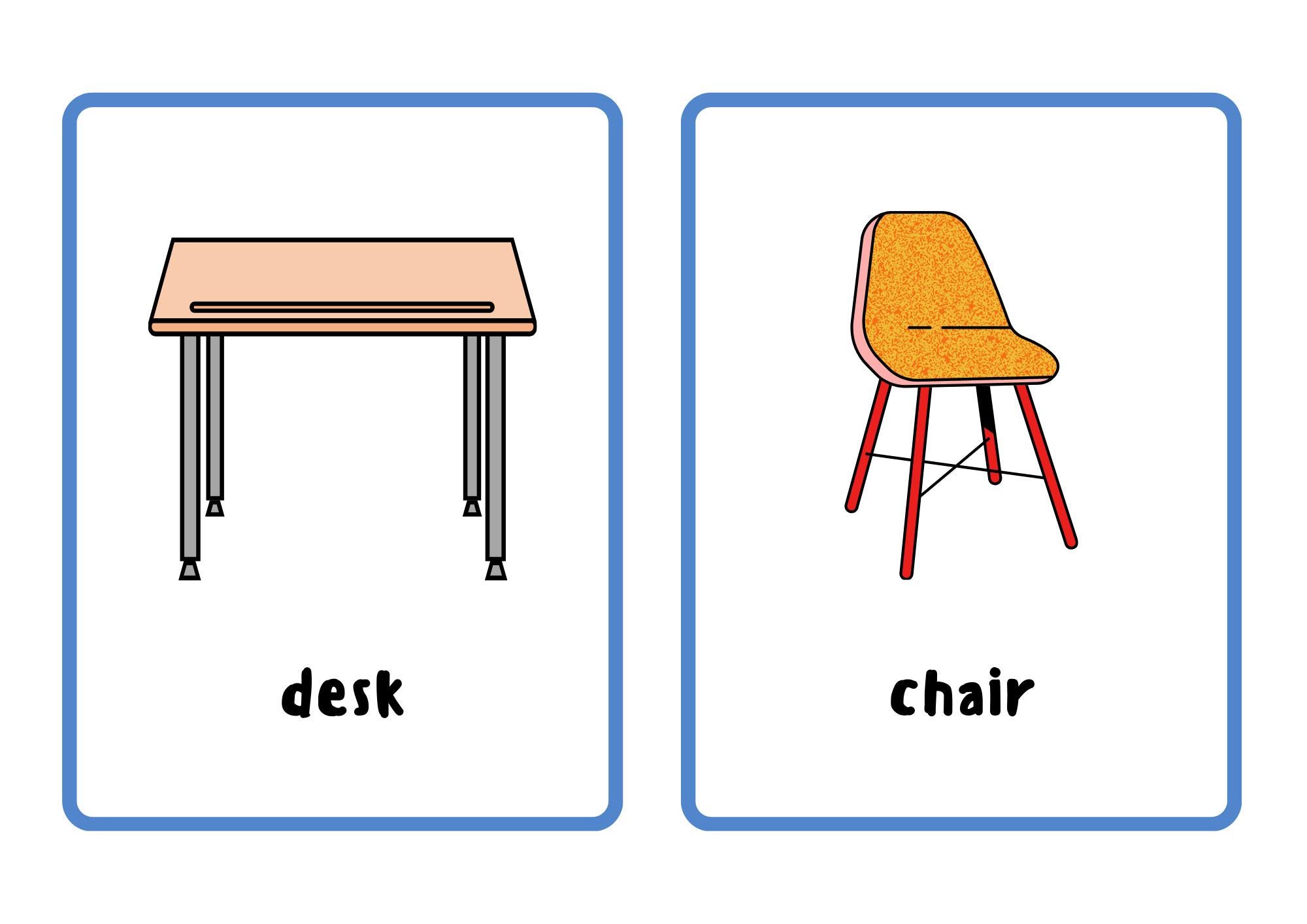 School Objects Flashcards, Classroom Supplies Vocabulary Cards, Teacher ...