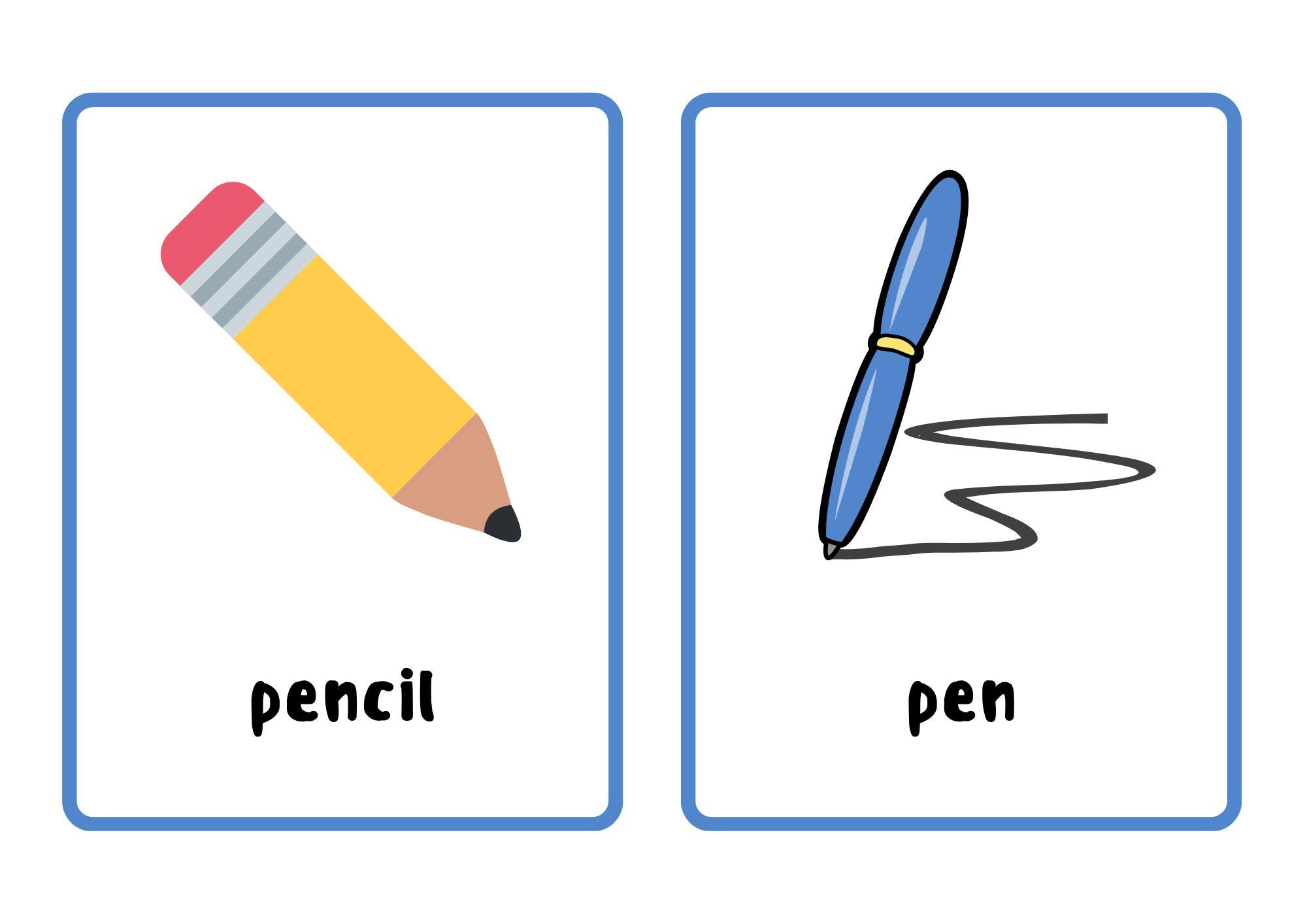 School Objects Flashcards, Classroom Supplies Vocabulary Cards, Teacher ...
