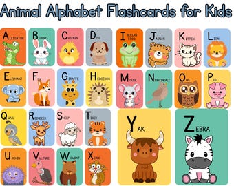 Tieralphabet Vokabeln: A-Z Lernkarten für Kinder (digitaler Download)