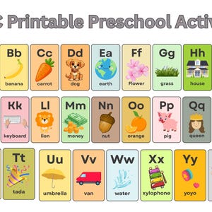 Colorful Alphabet Flashcards A–Z – Educational Learning Cards for Kids, ABC Printable Preschool Activity
