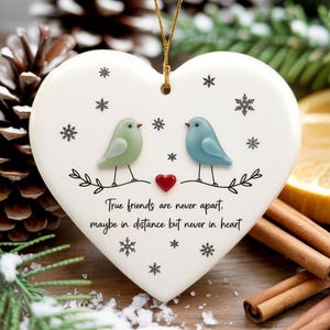 Personalisierte Sea Glass True Friends Ornament - -Layer Keramik und Acryl Weihnachtsgeschenk Fernfreundschaft Andenken