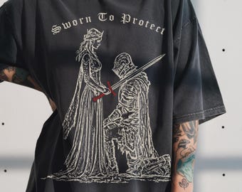 Gothic Maiden Knight Comfort Colors Shirt, Sworn To Protect Romantasy Tee